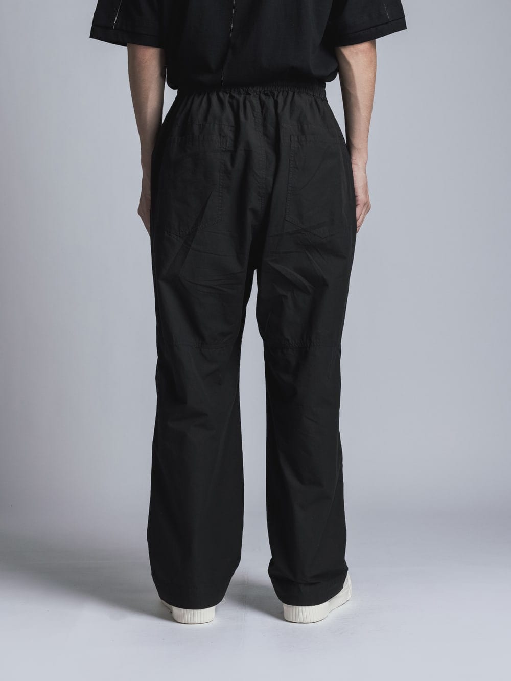 Cotton Linen Garment-Dyed Wide Pants Black