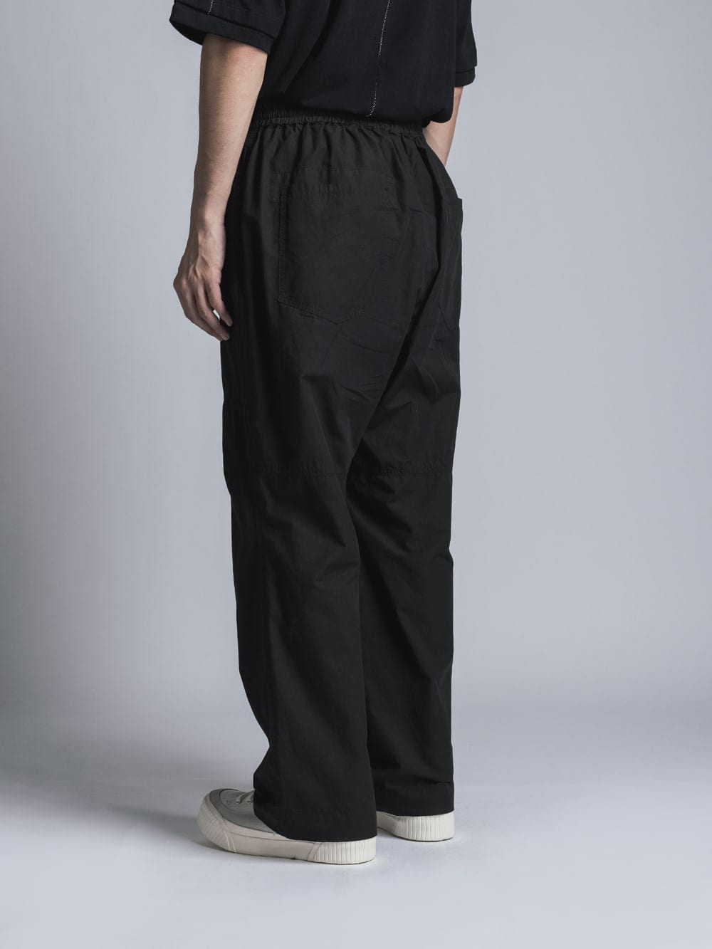 Cotton Linen Garment-Dyed Wide Pants Black