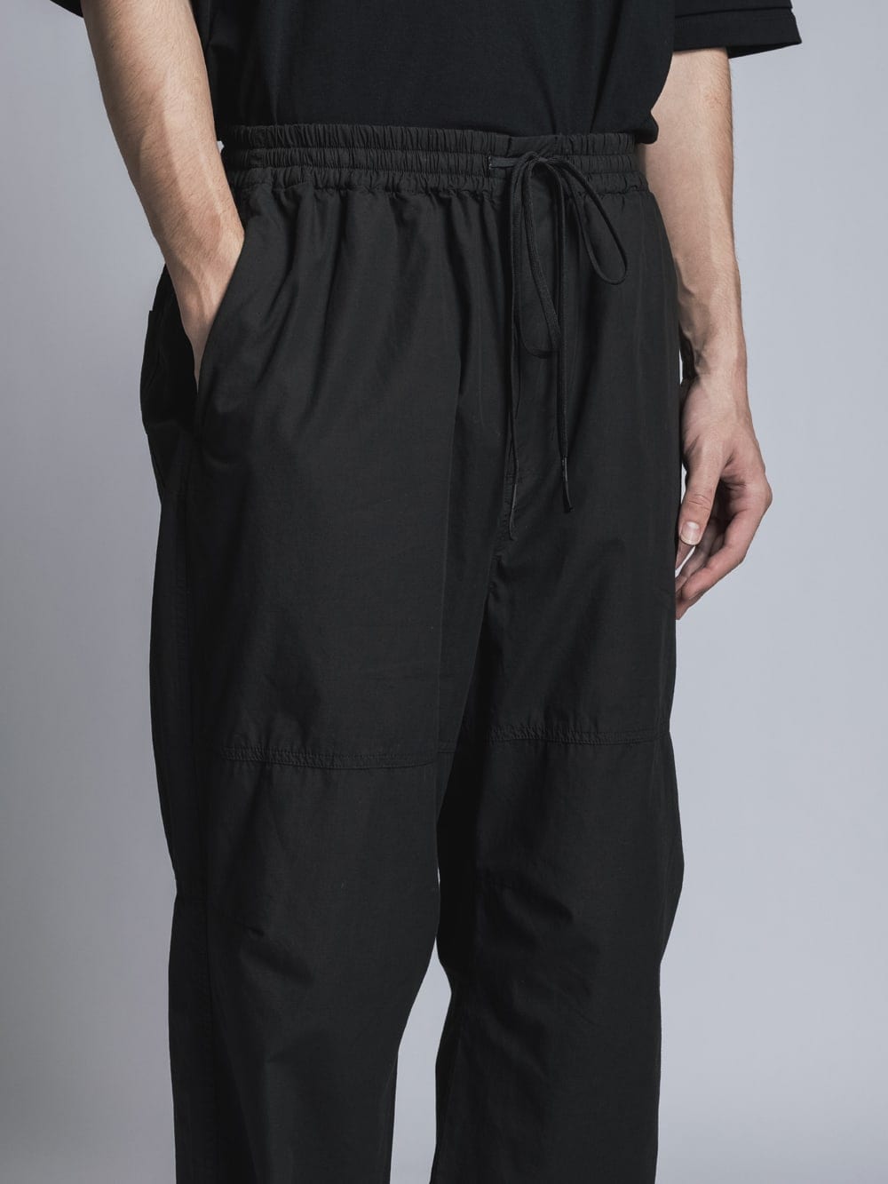 Cotton Linen Garment-Dyed Wide Pants Black