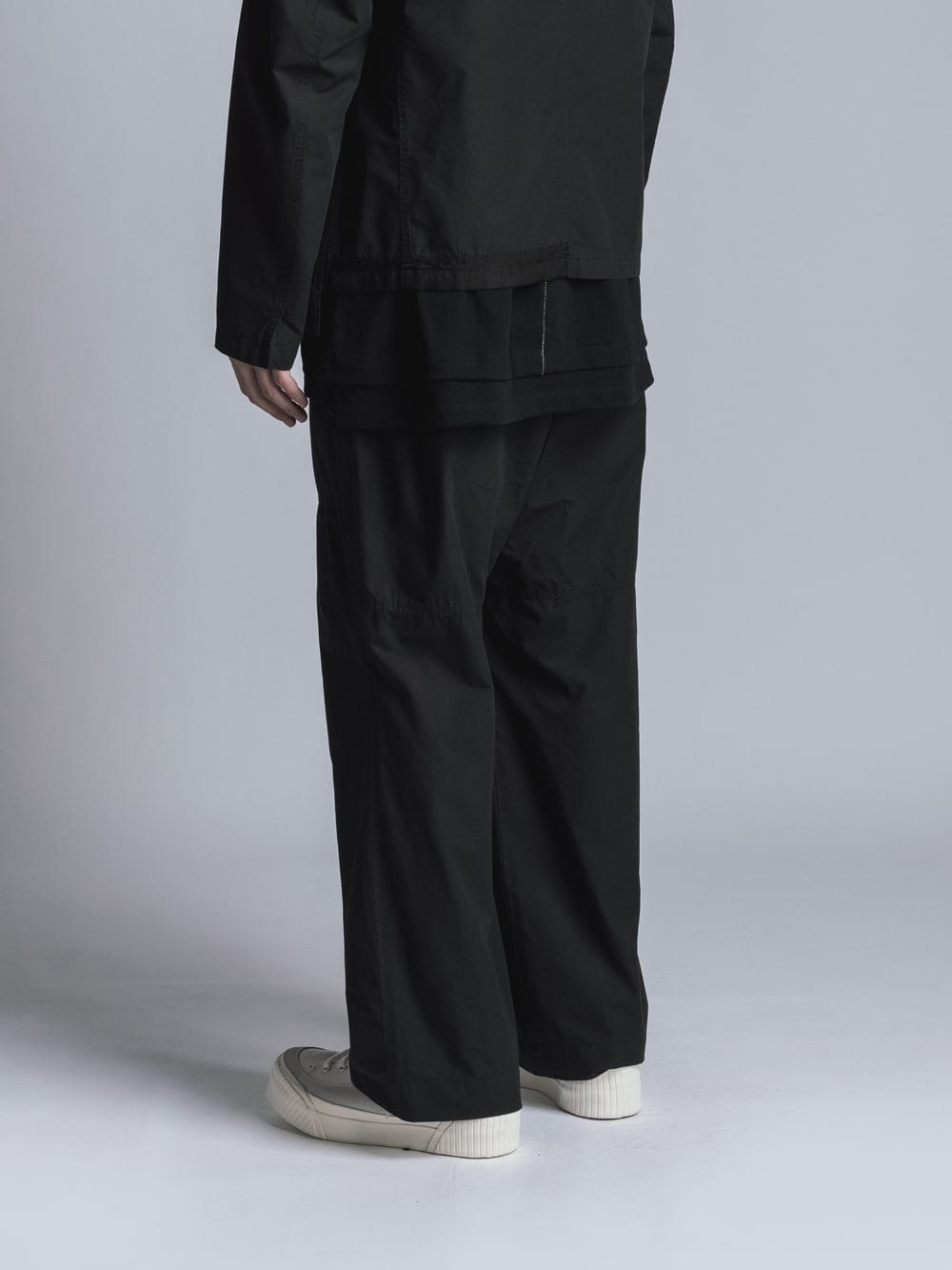 Cotton Linen Garment-Dyed Wide Pants Black