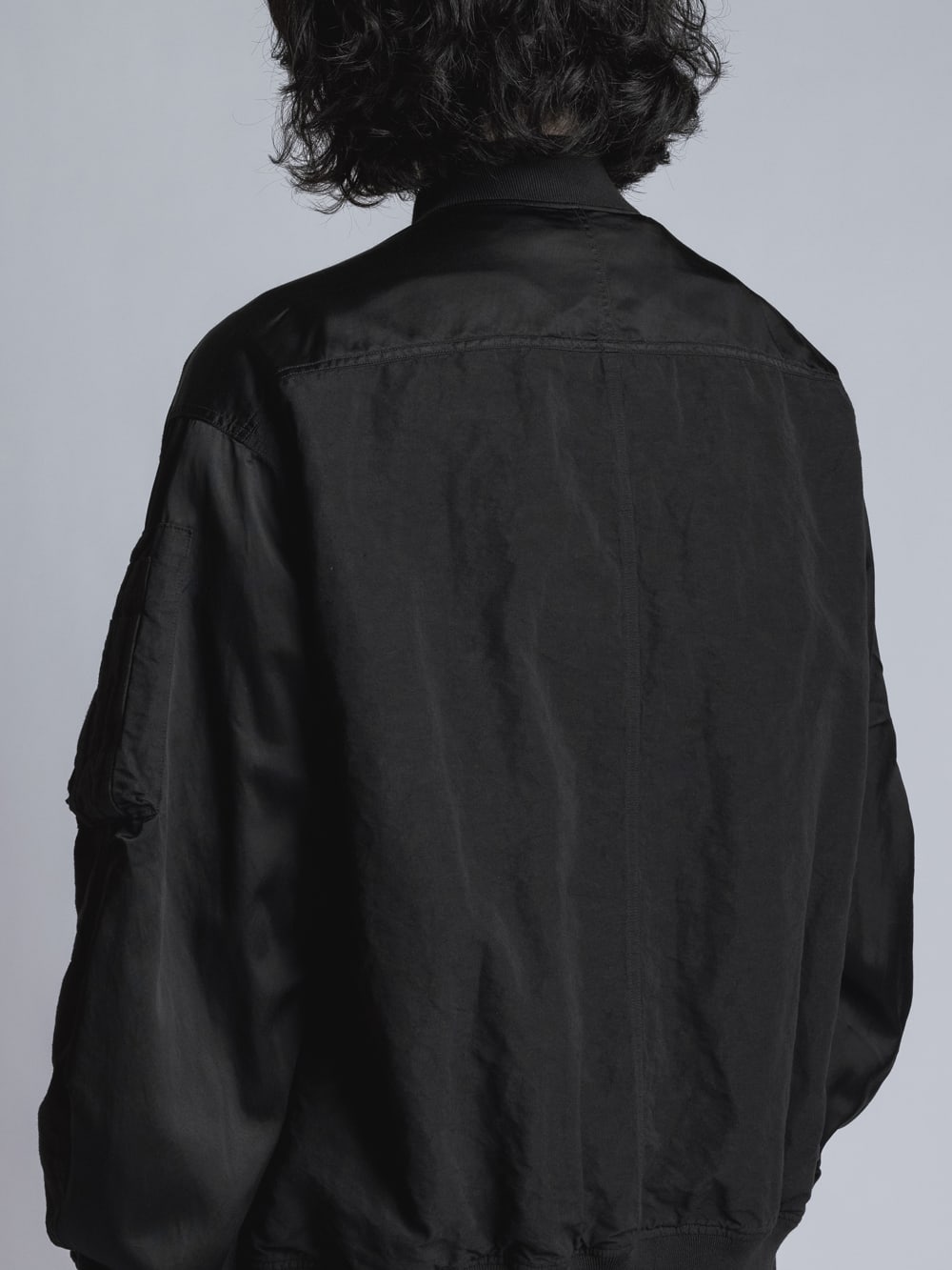 Cotton Rayon / Satin Bomber Jacket  Black