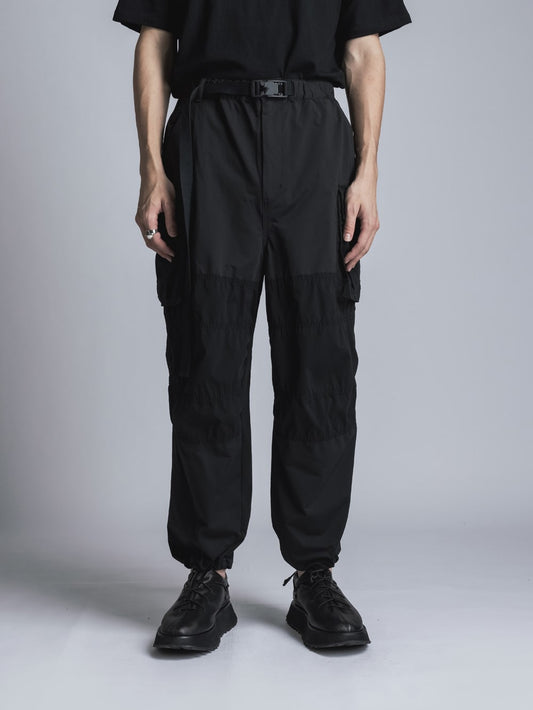 Stretch Wide Cargo Pants  Black