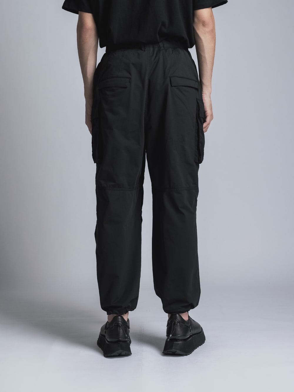 Stretch Wide Cargo Pants  Black