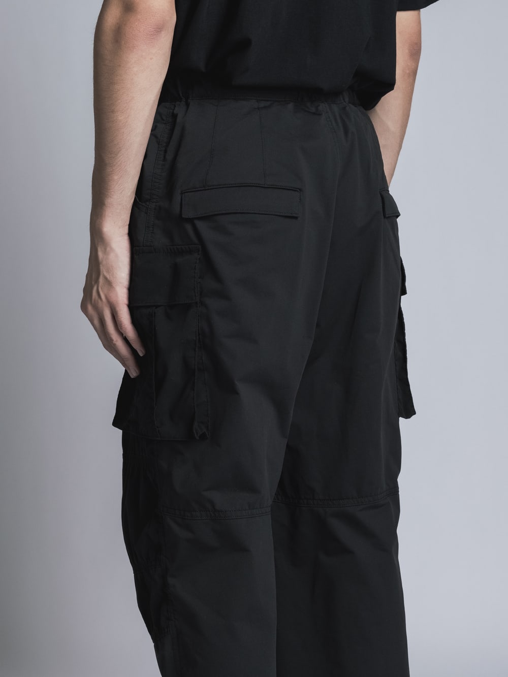 Stretch Wide Cargo Pants  Black