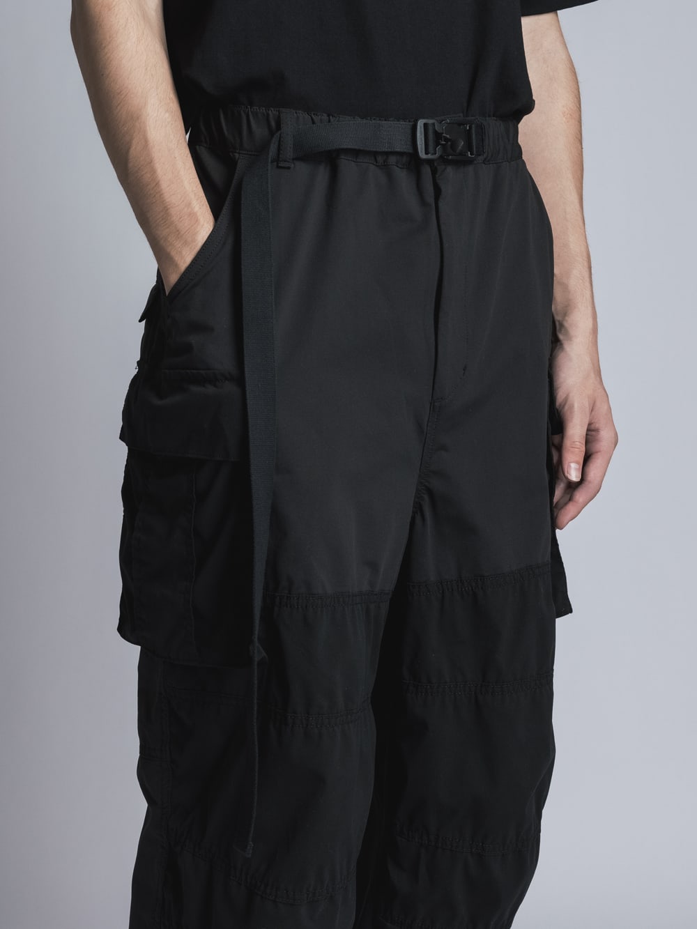 Stretch Wide Cargo Pants  Black