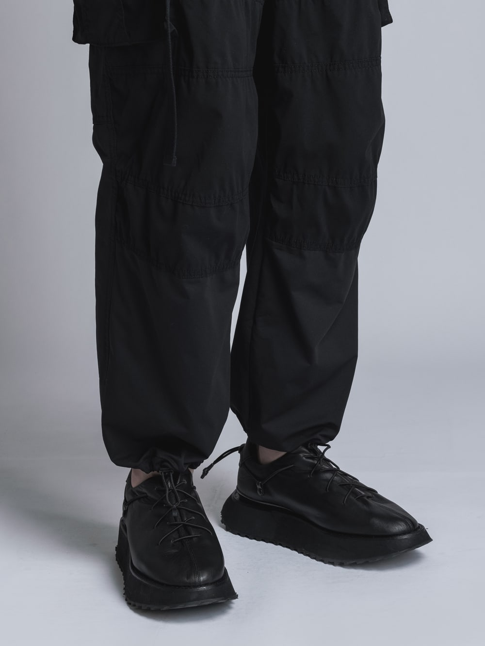 Stretch Wide Cargo Pants  Black