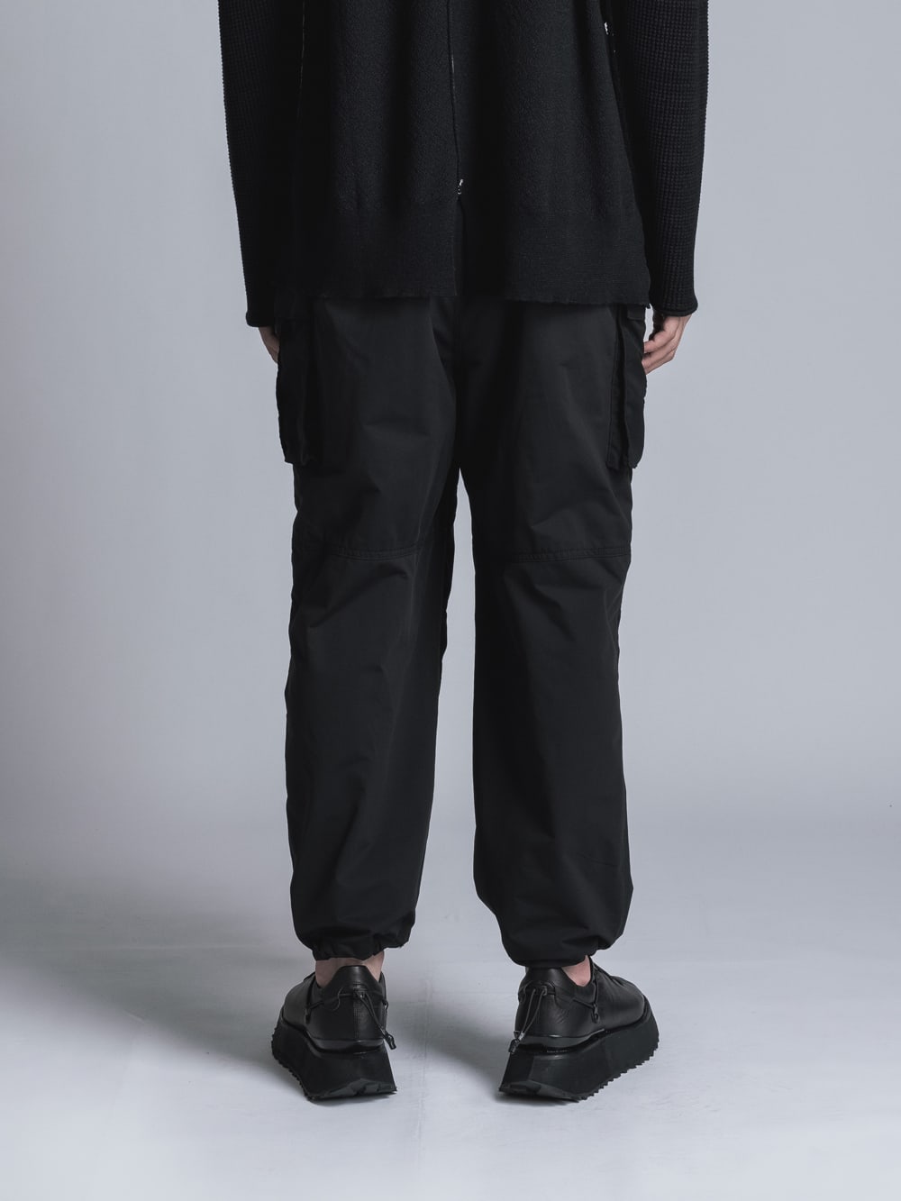 Stretch Wide Cargo Pants  Black