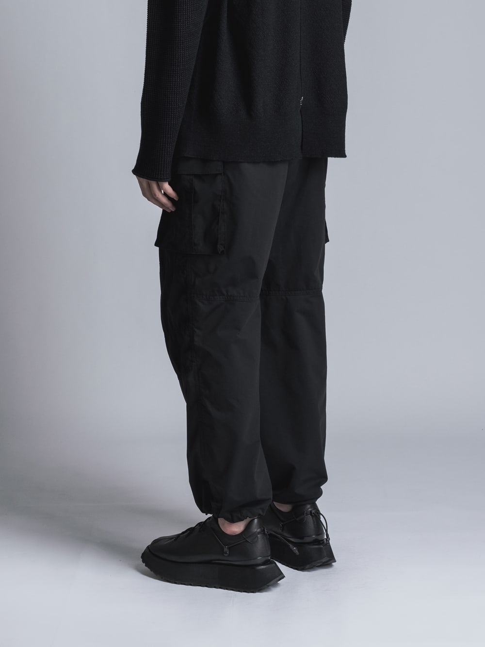 Stretch Wide Cargo Pants  Black