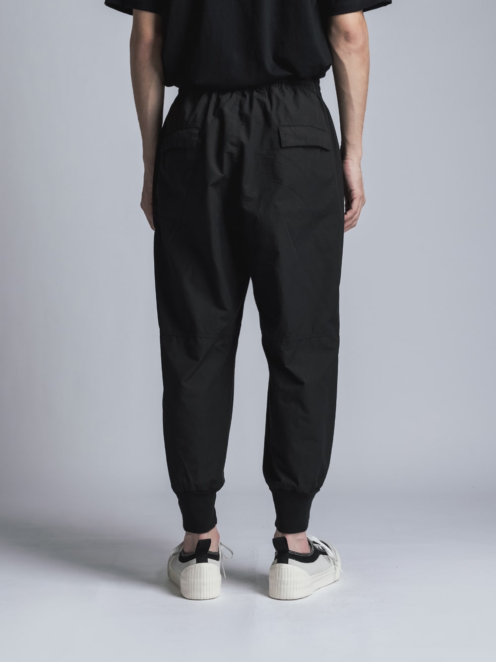 Cotton Linen Garment-Dyed Rib Pants  Black