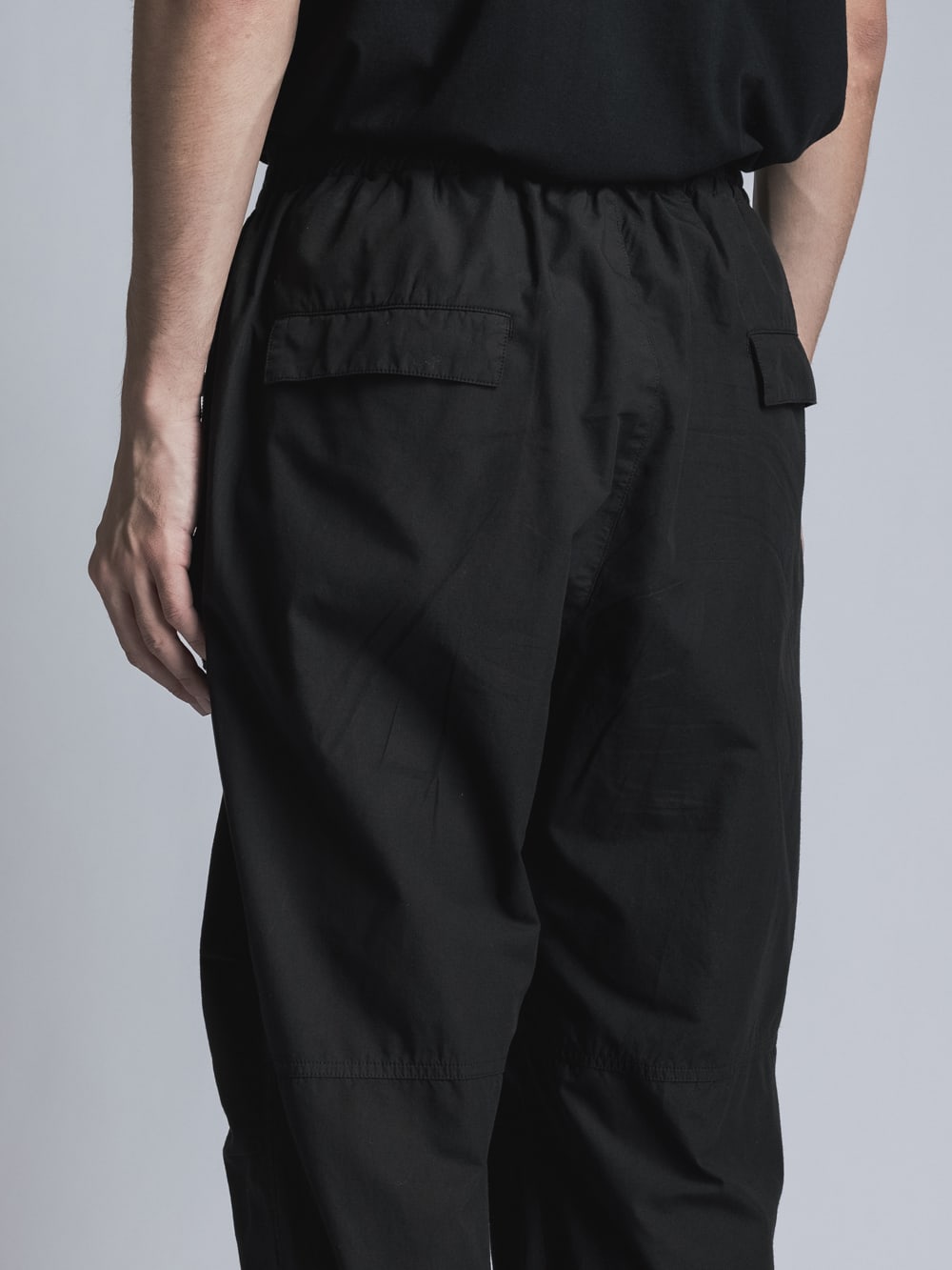 Cotton Linen Garment-Dyed Rib Pants  Black