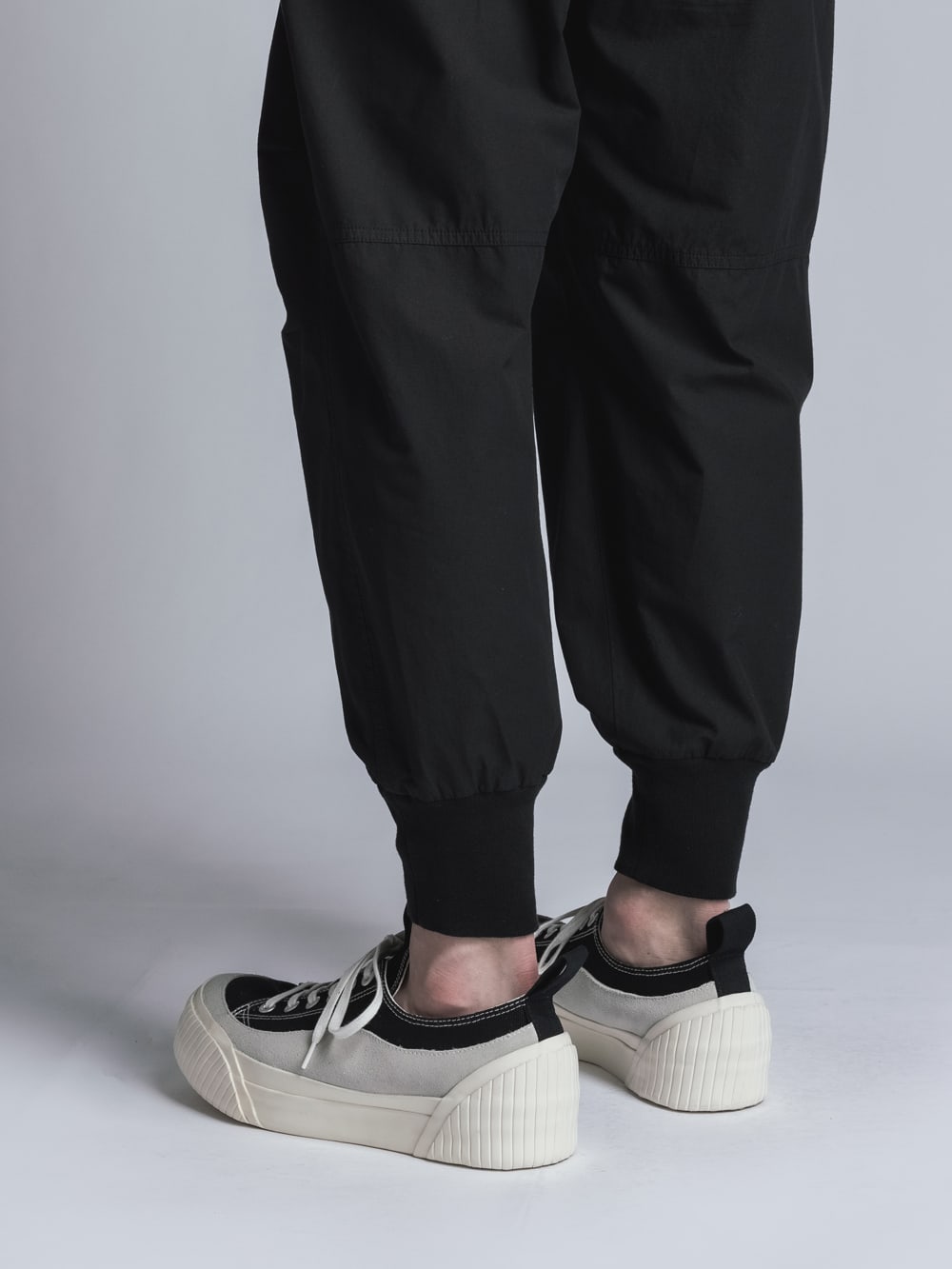 Cotton Linen Garment-Dyed Rib Pants  Black