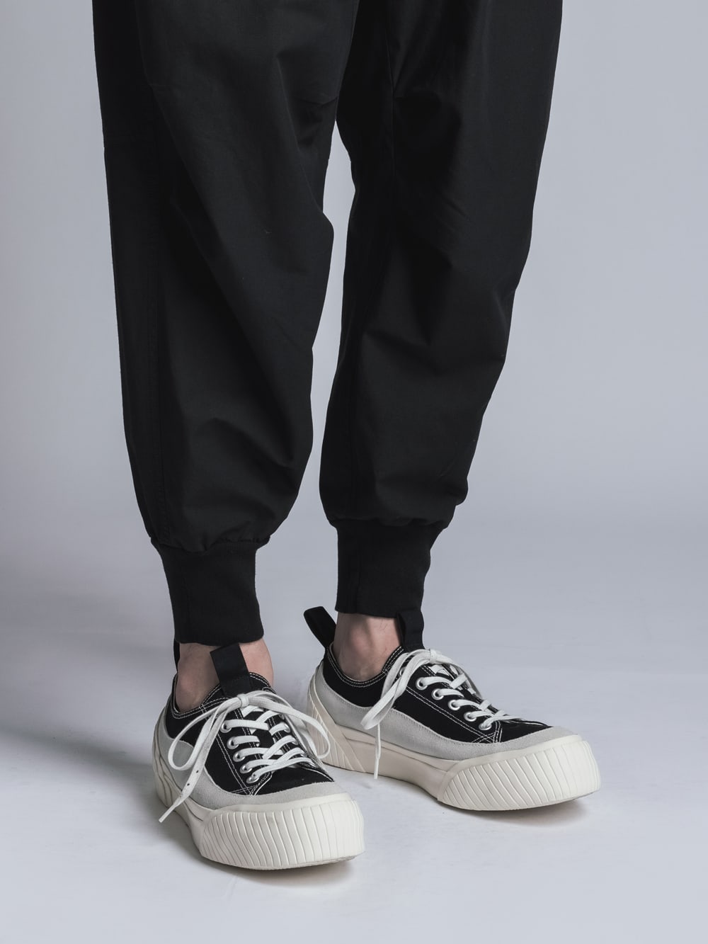 Cotton Linen Garment-Dyed Rib Pants  Black