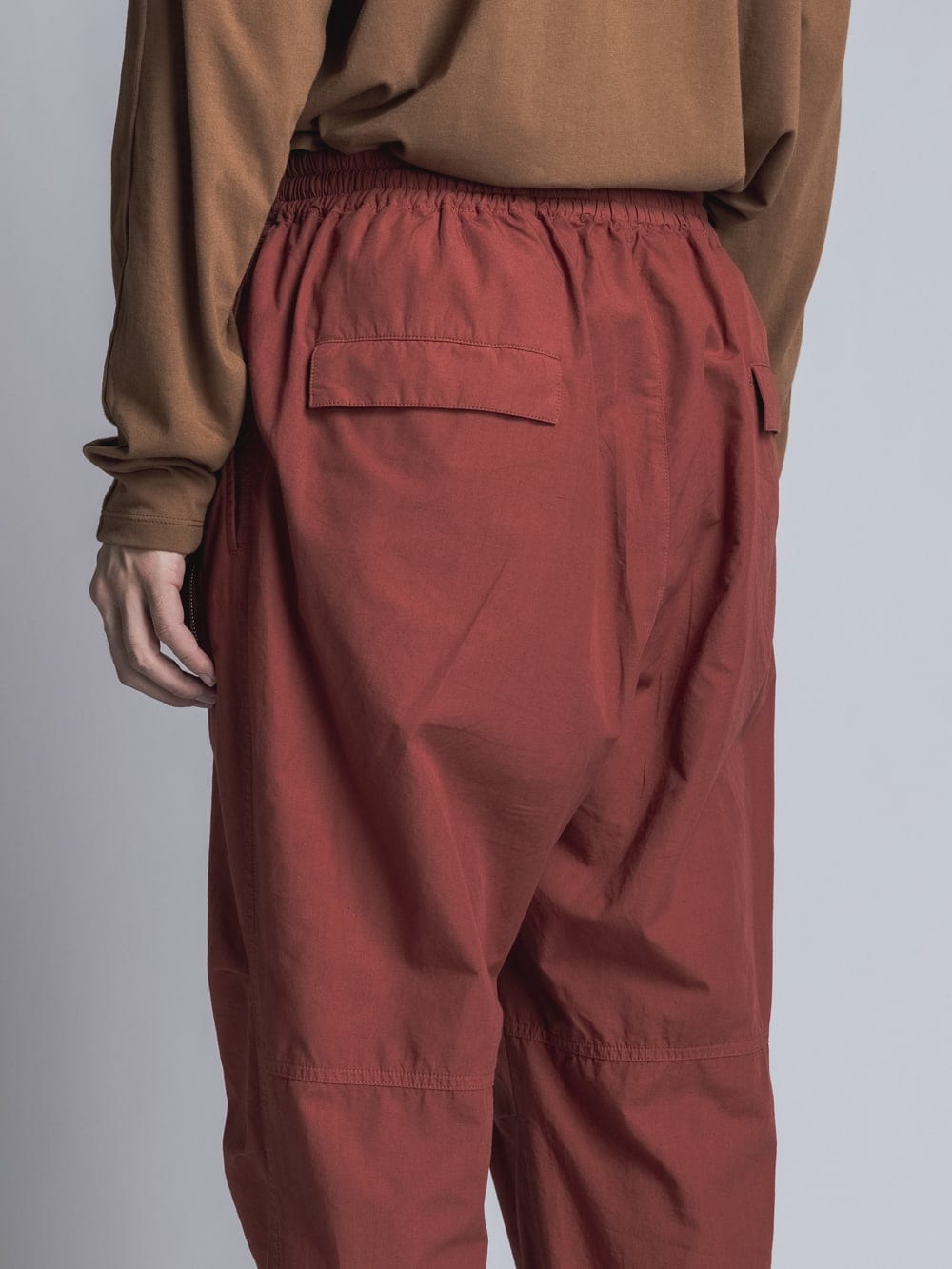 Cotton Linen Garment-Dyed Rib Pants Brick Red