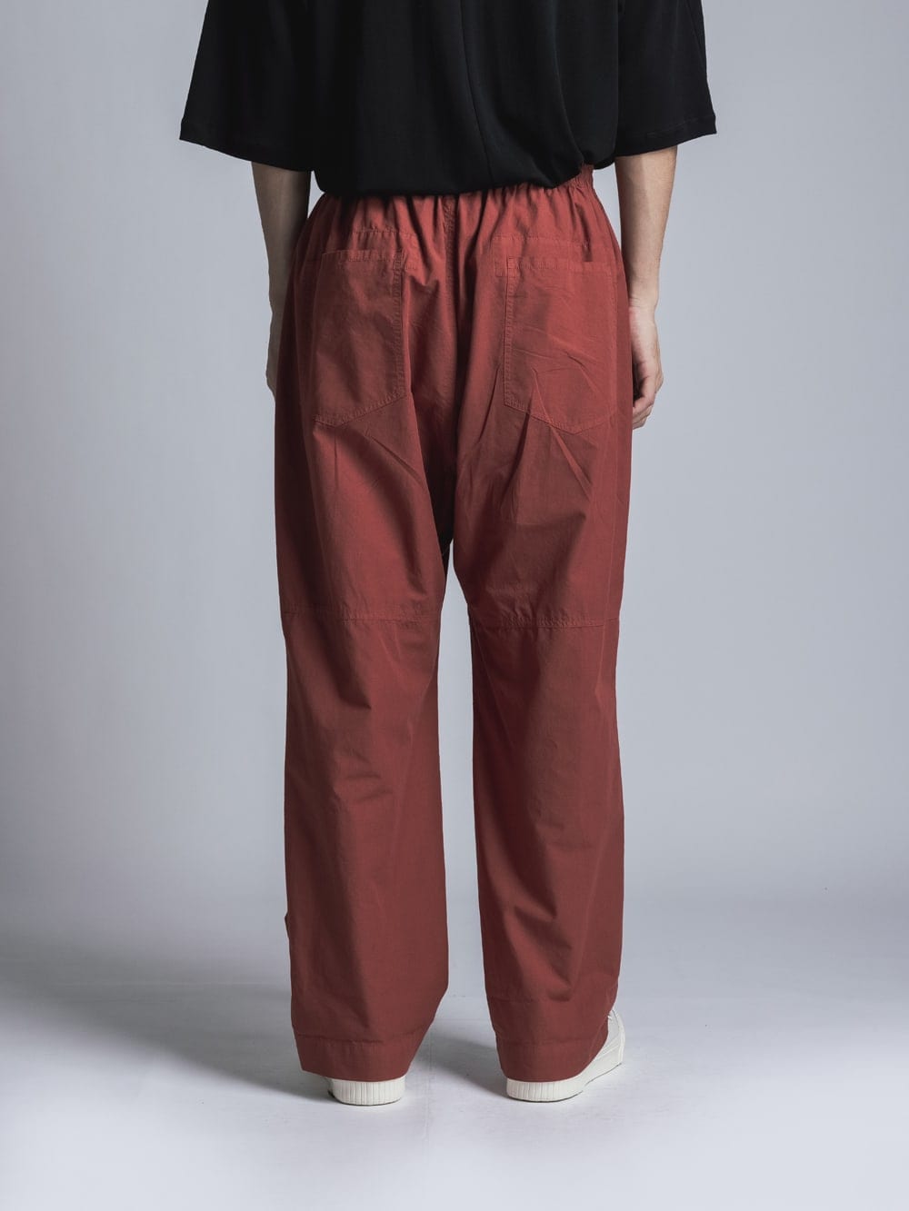 Cotton Linen Garment-Dyed Wide Pants Brick Red