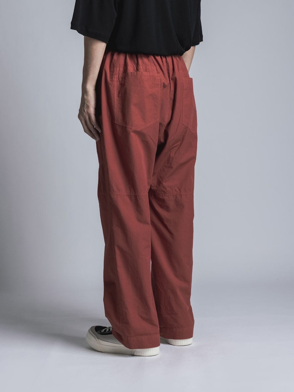 Cotton Linen Garment-Dyed Wide Pants Brick Red