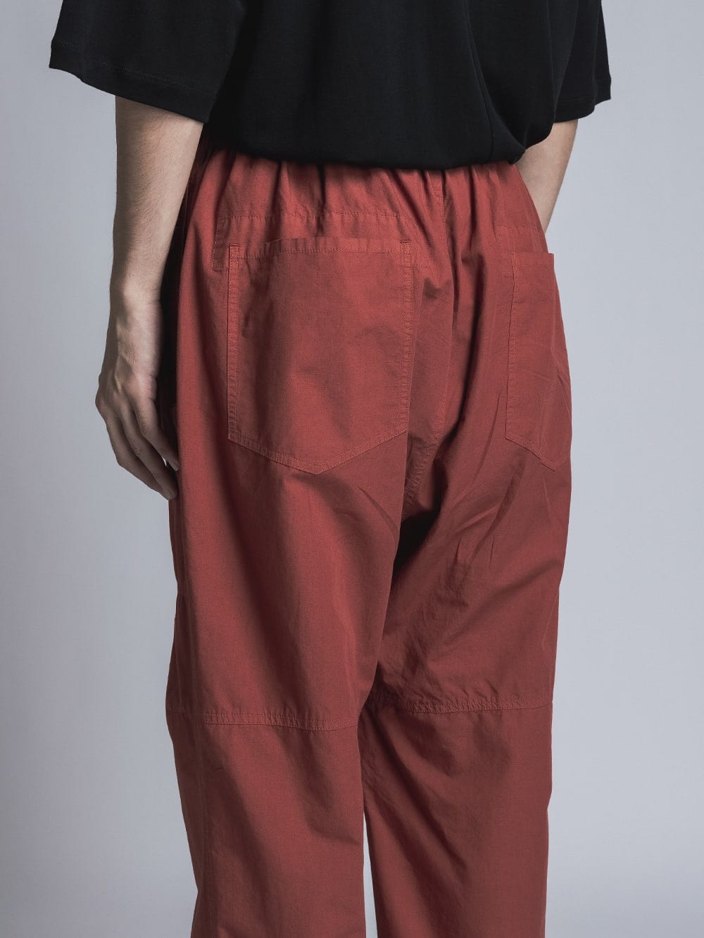 Cotton Linen Garment-Dyed Wide Pants Brick Red