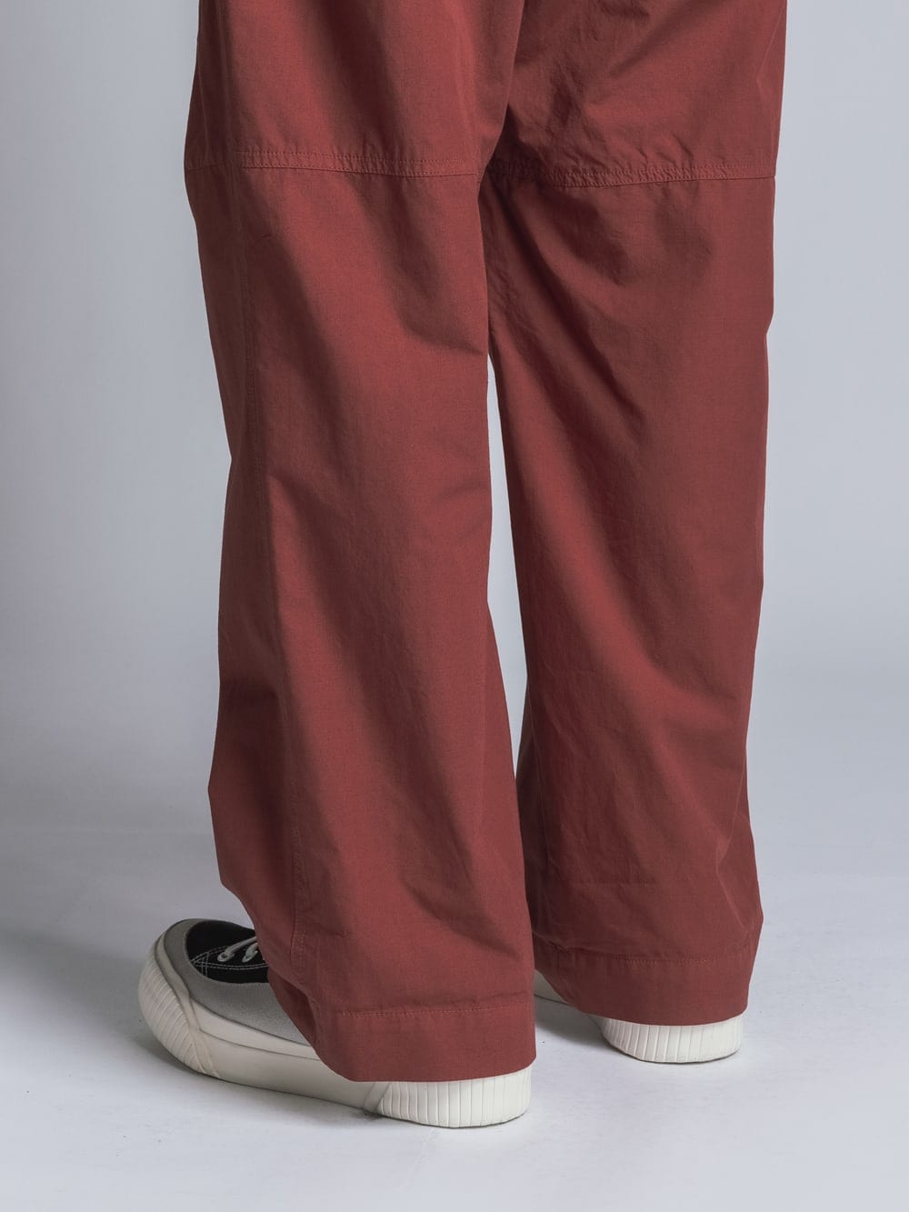 Cotton Linen Garment-Dyed Wide Pants Brick Red