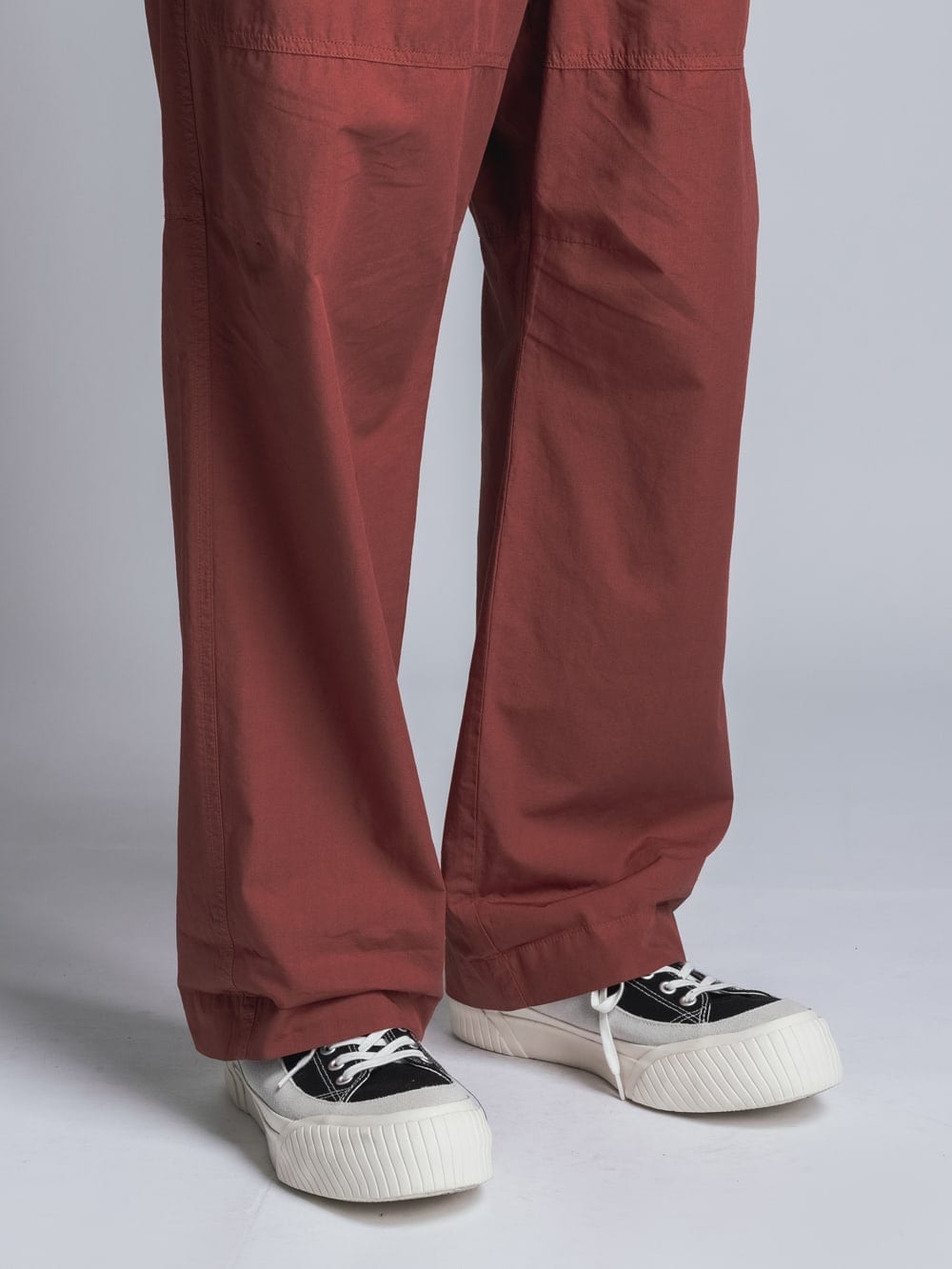 Cotton Linen Garment-Dyed Wide Pants Brick Red