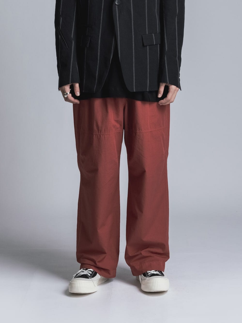 Cotton Linen Garment-Dyed Wide Pants Brick Red