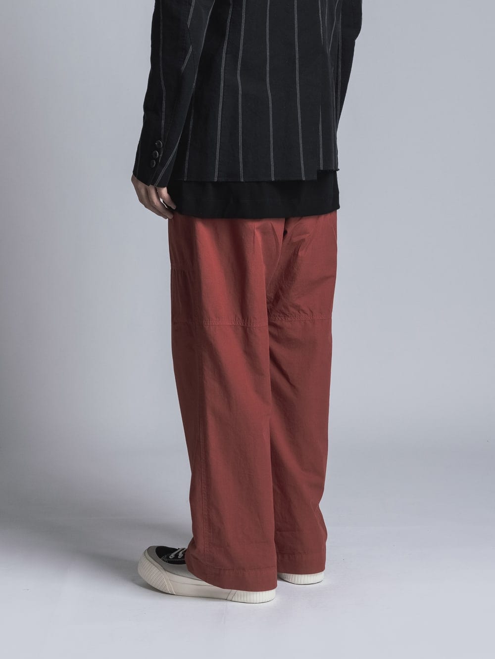 Cotton Linen Garment-Dyed Wide Pants Brick Red