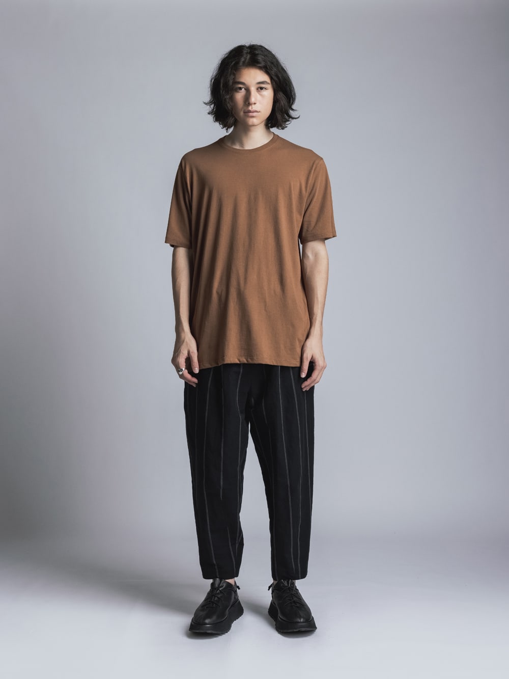 Jersey Stitch Embroidered T-shirt  Brown