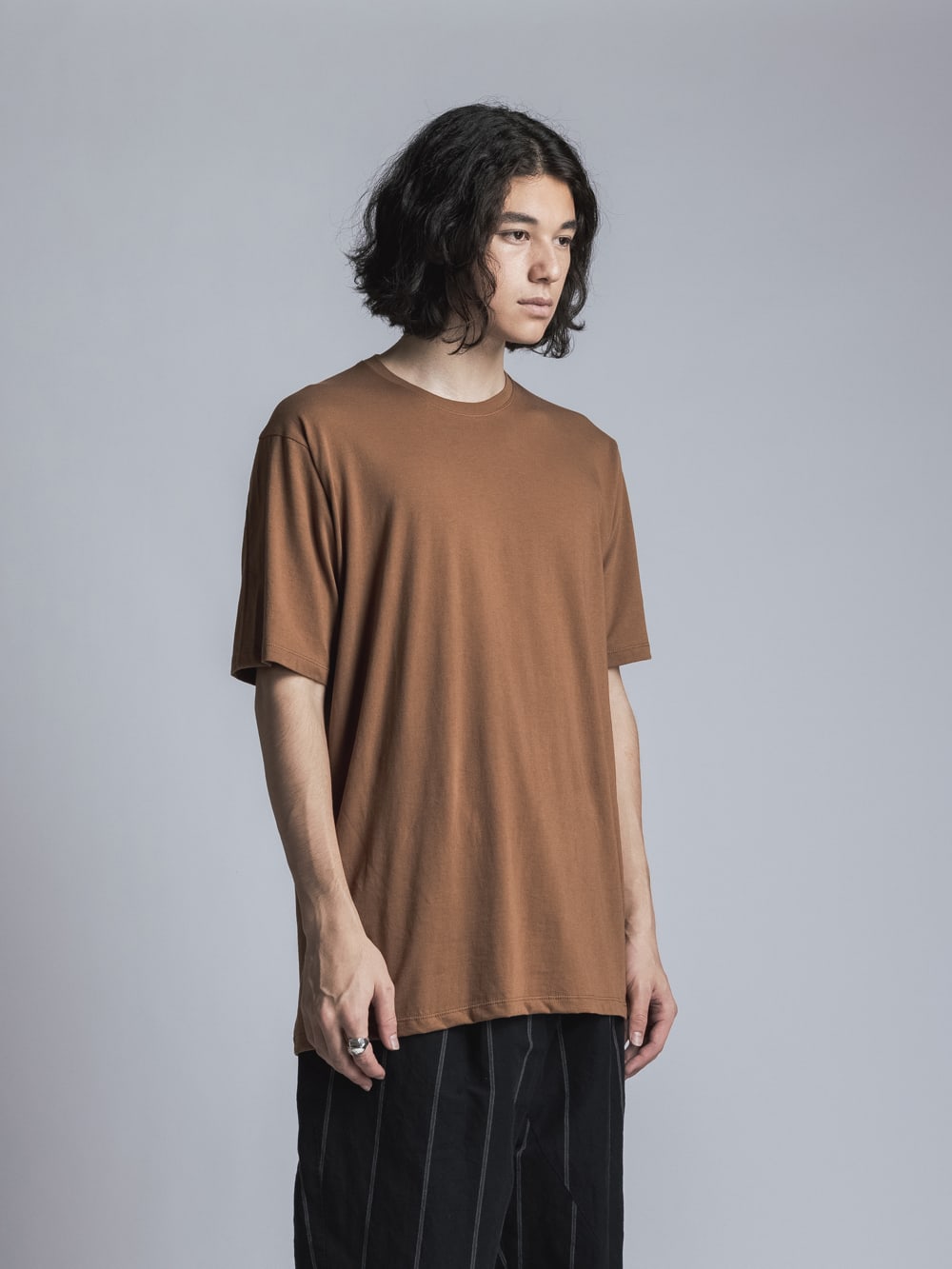 Jersey Stitch Embroidered T-shirt  Brown