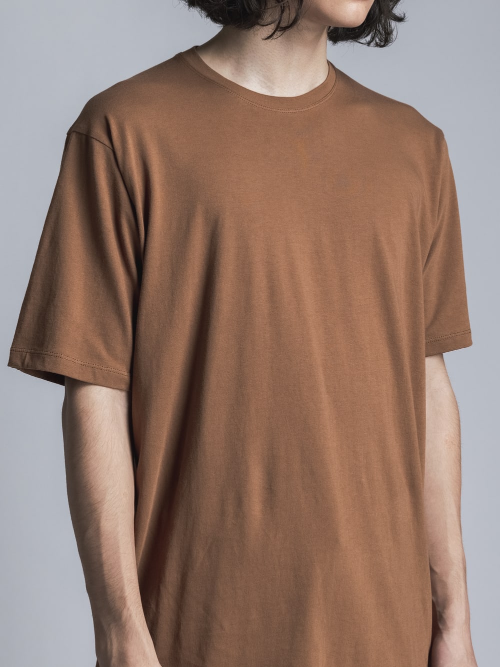 Jersey Stitch Embroidered T-shirt  Brown