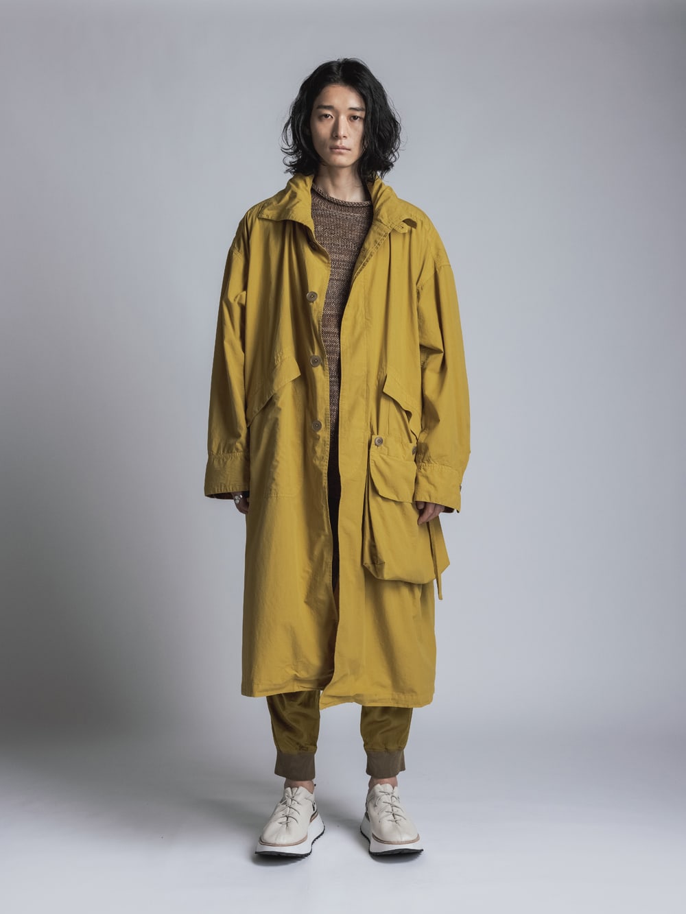 Cotton Linen Garment-Dyed Coat  Mustard