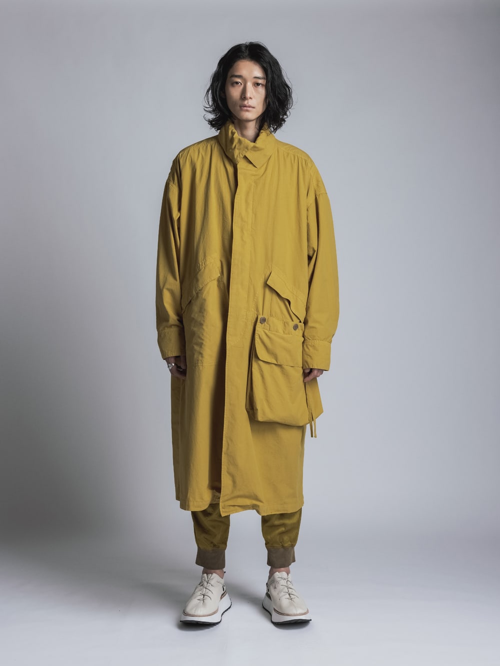 Cotton Linen Garment-Dyed Coat  Mustard