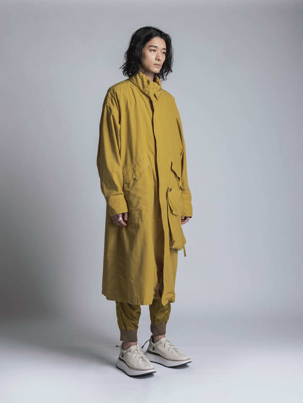 Cotton Linen Garment-Dyed Coat  Mustard