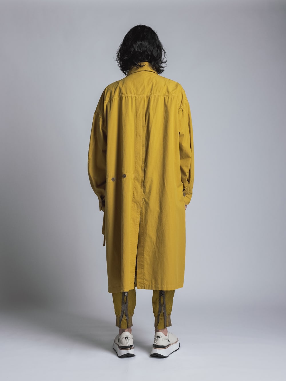 Cotton Linen Garment-Dyed Coat  Mustard