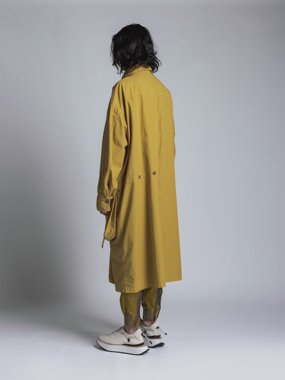 Cotton Linen Garment-Dyed Coat  Mustard