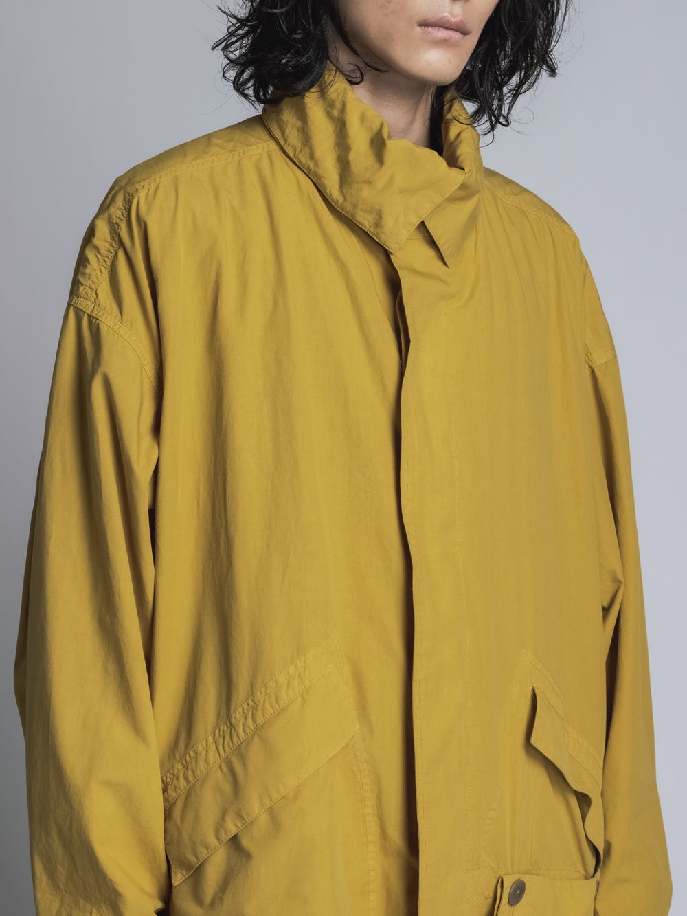 Cotton Linen Garment-Dyed Coat  Mustard