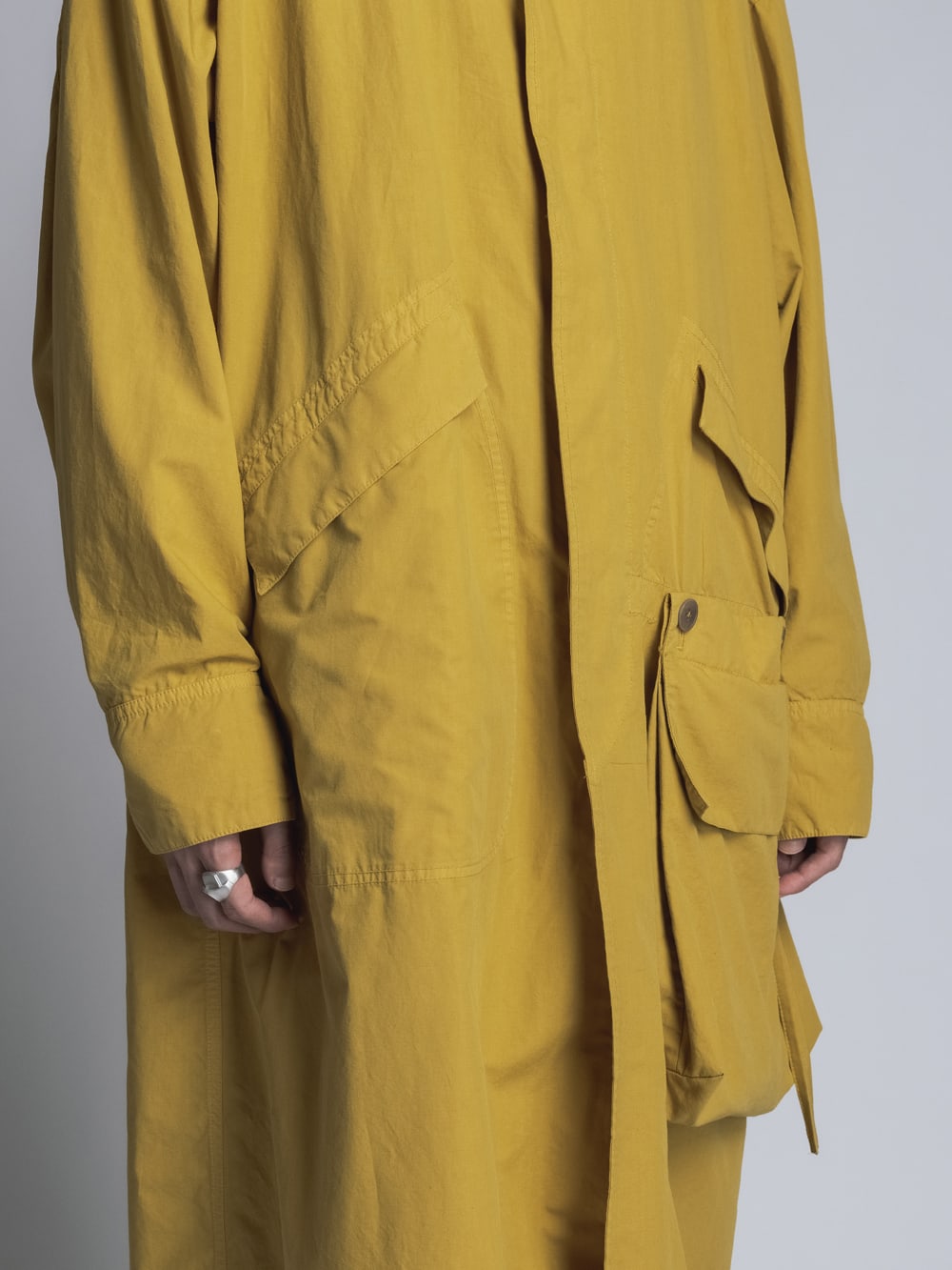 Cotton Linen Garment-Dyed Coat  Mustard