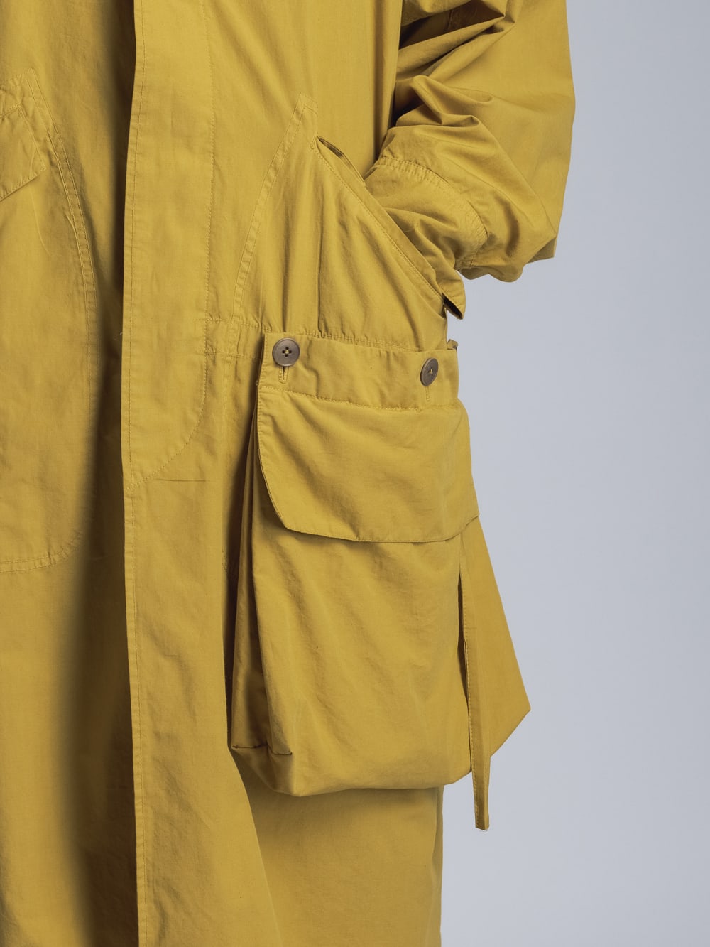 Cotton Linen Garment-Dyed Coat  Mustard