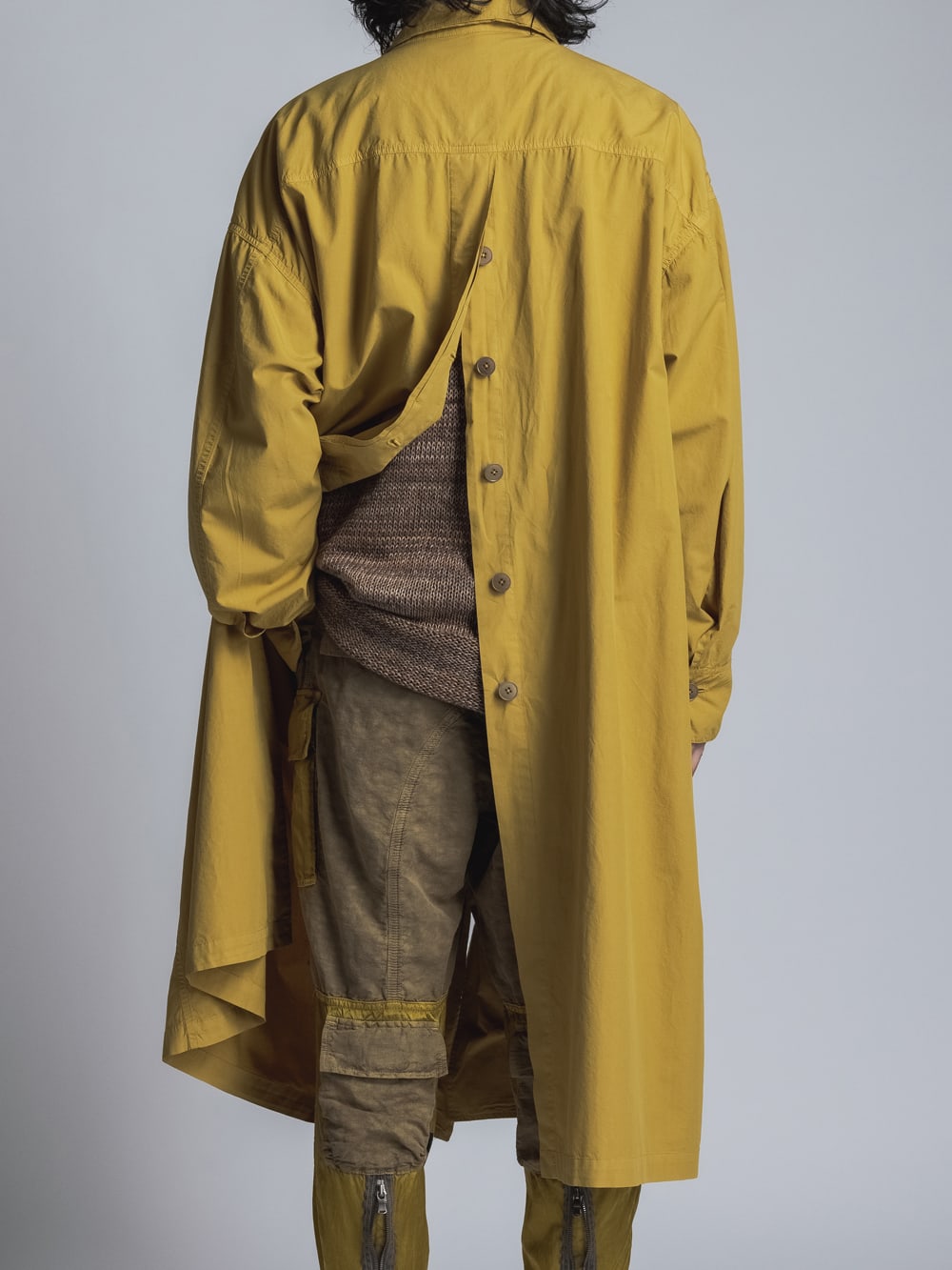 Cotton Linen Garment-Dyed Coat  Mustard