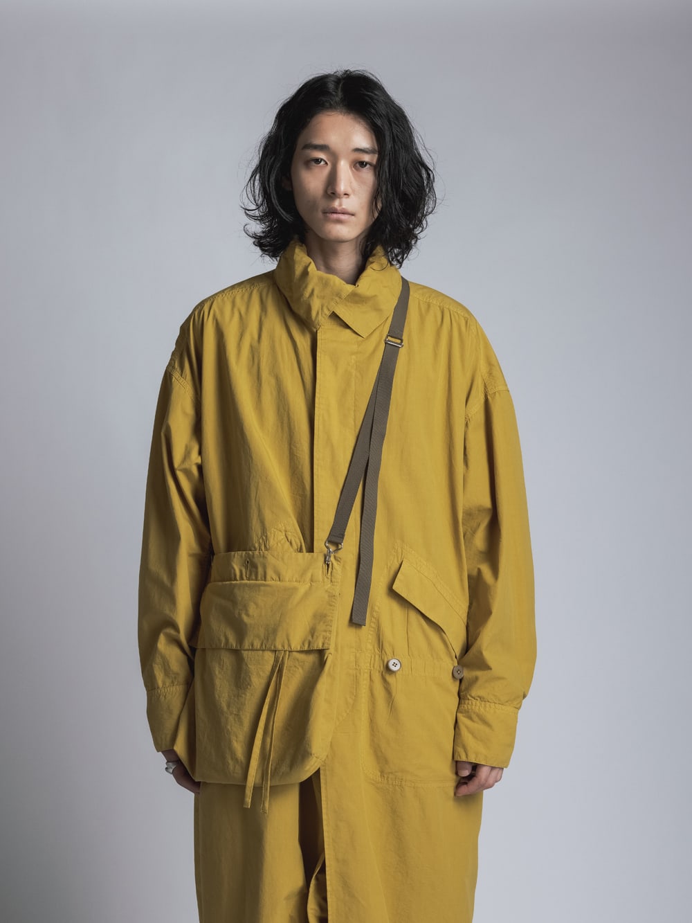 Cotton Linen Garment-Dyed Coat  Mustard