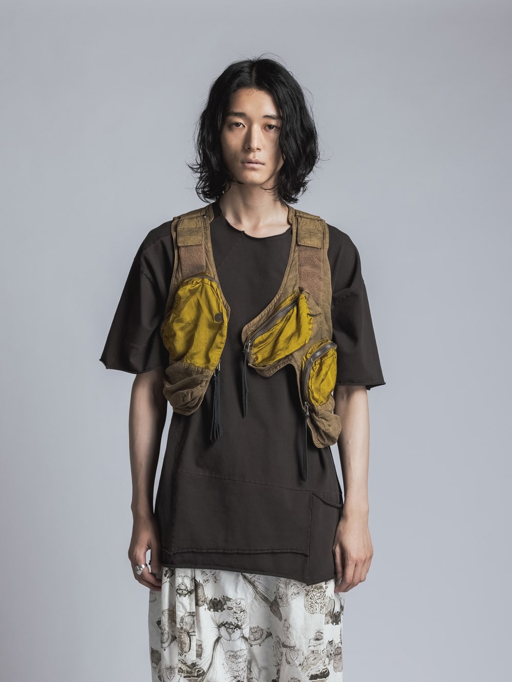 Cotton Rayon / Satin Tactical Vest  Yellow Ocher