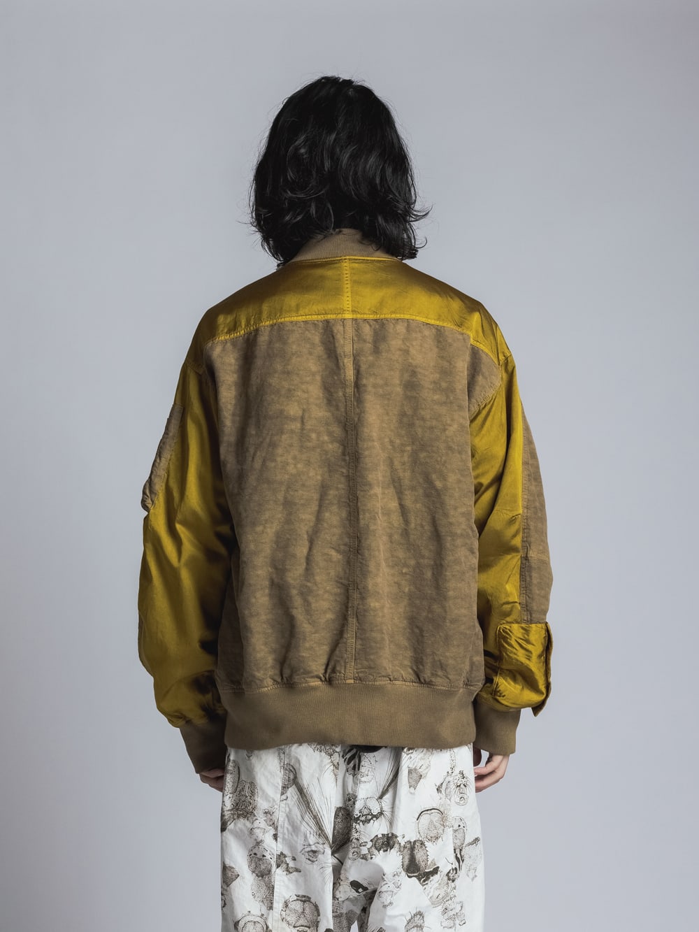 Cotton Rayon / Satin Bomber Jacket  Yellow Ocher