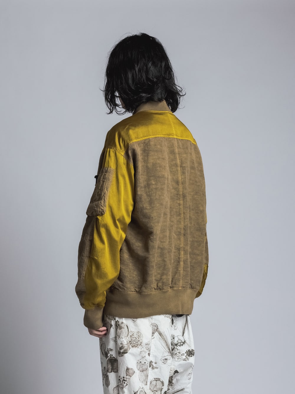 Cotton Rayon / Satin Bomber Jacket  Yellow Ocher