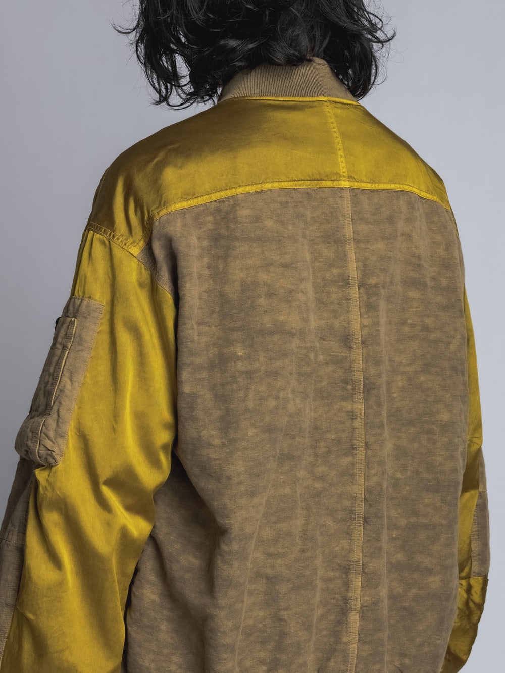 Cotton Rayon / Satin Bomber Jacket  Yellow Ocher