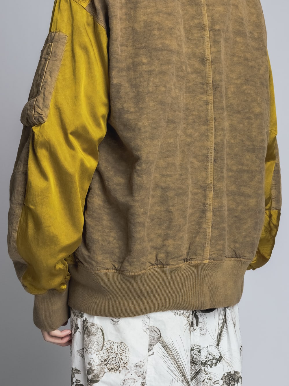 Cotton Rayon / Satin Bomber Jacket  Yellow Ocher