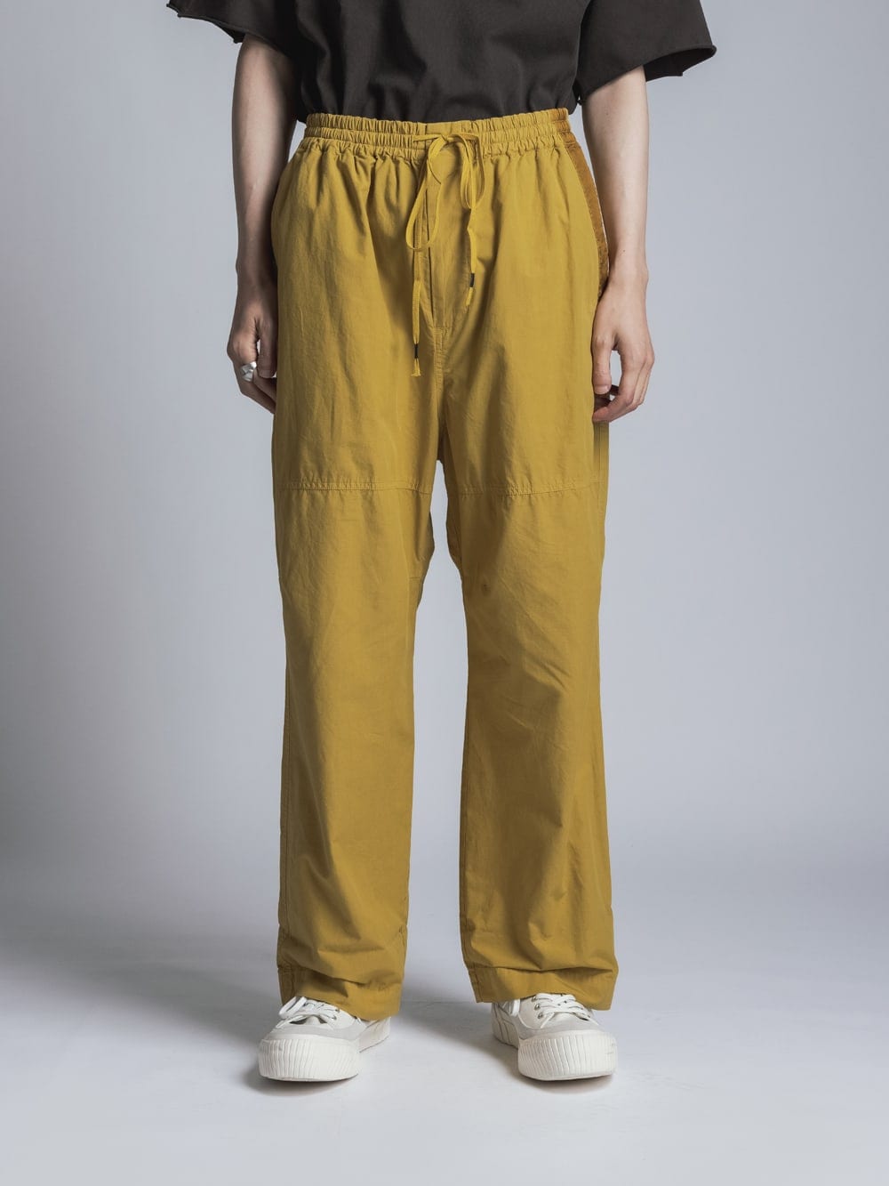 Cotton Linen Garment-Dyed Wide Pants Mustard