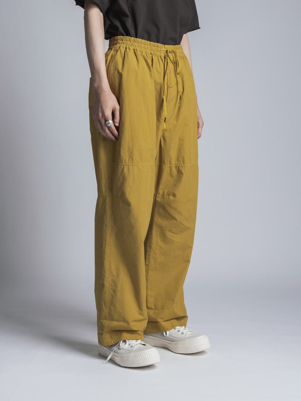 Cotton Linen Garment-Dyed Wide Pants Mustard