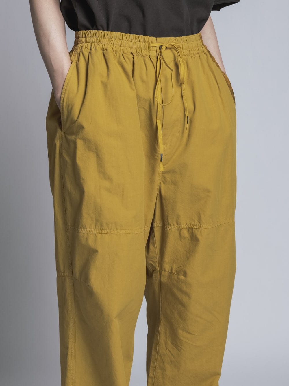 Cotton Linen Garment-Dyed Wide Pants Mustard