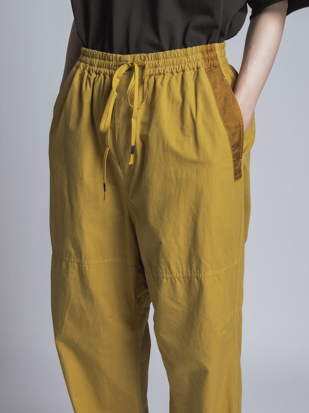 Cotton Linen Garment-Dyed Wide Pants Mustard