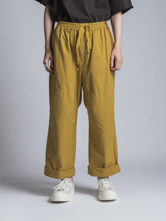 Cotton Linen Garment-Dyed Wide Pants Mustard