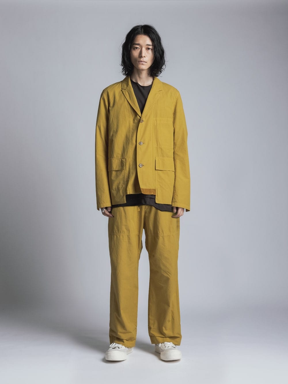 Cotton Linen Garment-Dyed Wide Pants Mustard