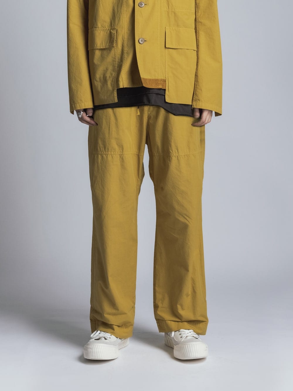 Cotton Linen Garment-Dyed Wide Pants Mustard