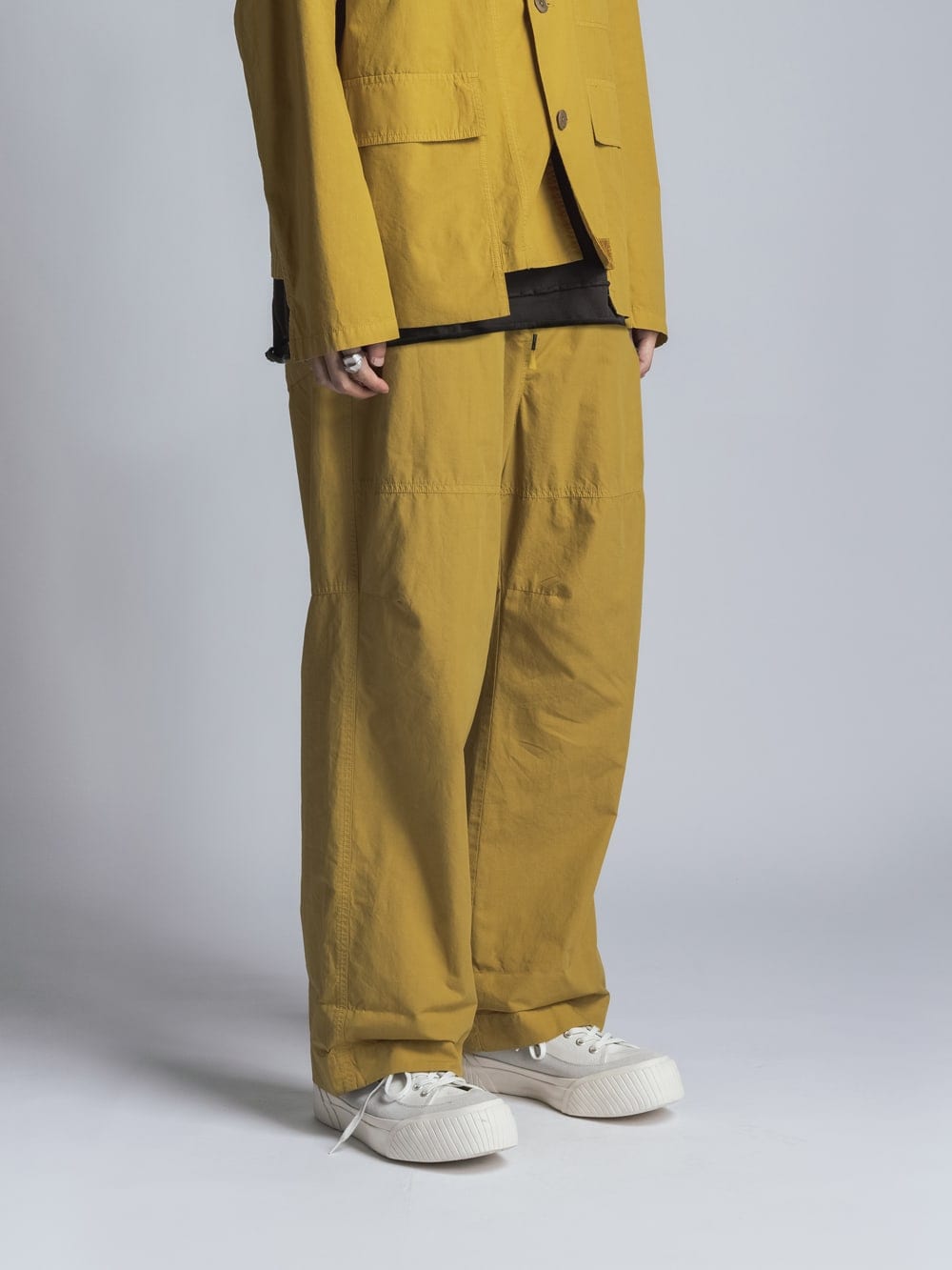 Cotton Linen Garment-Dyed Wide Pants Mustard